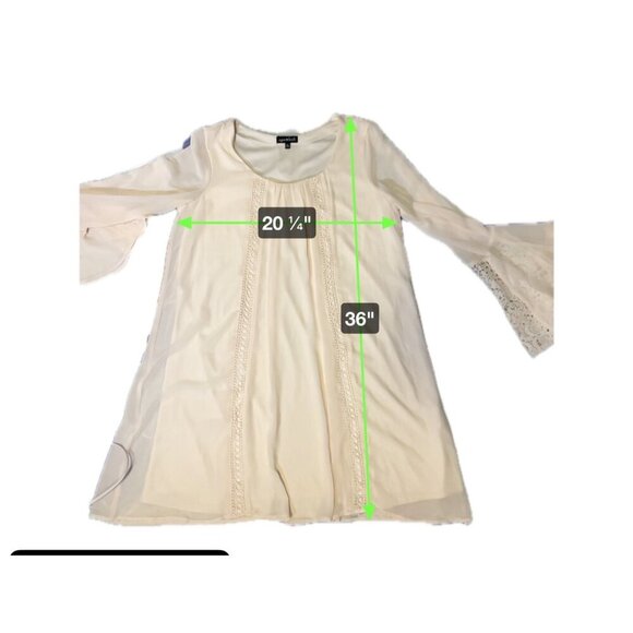 Sequin Hearts Off White Bone Lace Detail Bell Sleeve Scoop Neck Tunic Top Sz XL - Picture 8 of 9